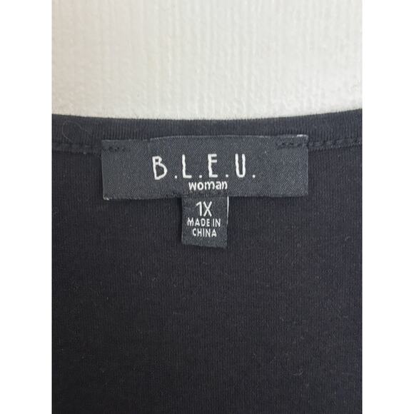 B.L.E.U. Scottie Dog Black 3/4 Sleeve Sequin Top Size 1x Christmas Holiday Party - Picture 3 of 5